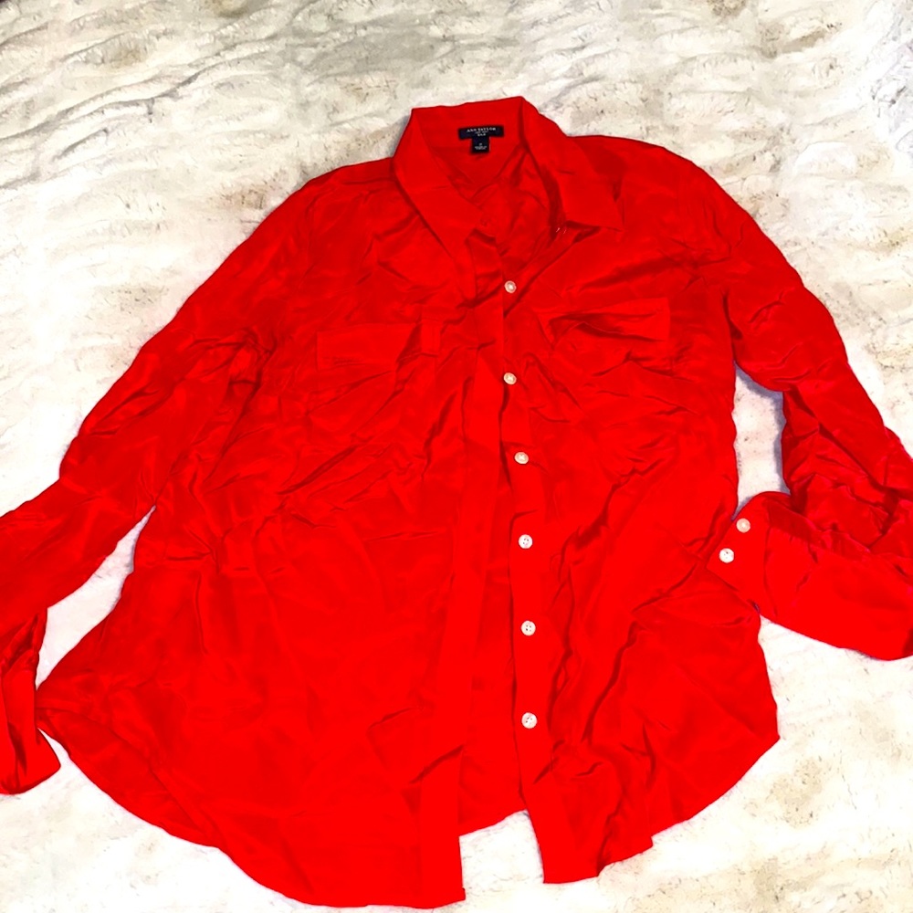 Silk coral ann Taylor button down